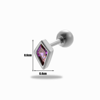1 Piece Simple Style Classic Style Rhombus Plating Inlay Stainless Steel Zircon 18k Gold Plated Ear Studs