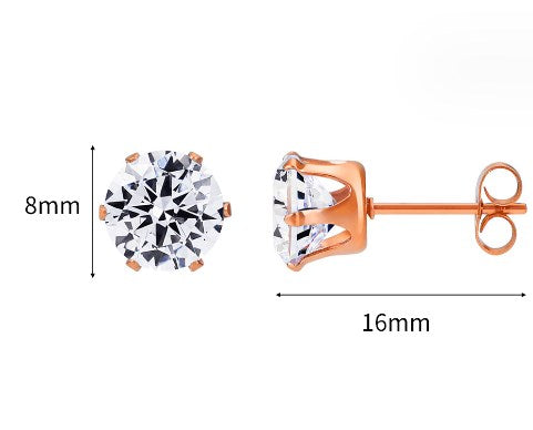 1 Pair Simple Style Solid Color Inlay Titanium Steel Zircon Ear Studs