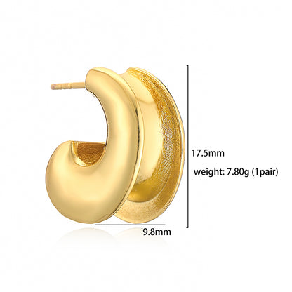 1 Pair Casual Vintage Style Simple Style C Shape Plating Copper 18k Gold Plated Ear Studs