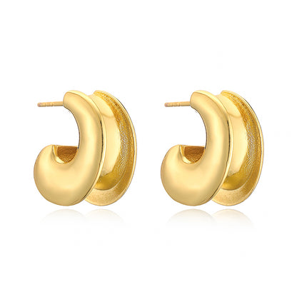 1 Pair Casual Vintage Style Simple Style C Shape Plating Copper 18k Gold Plated Ear Studs