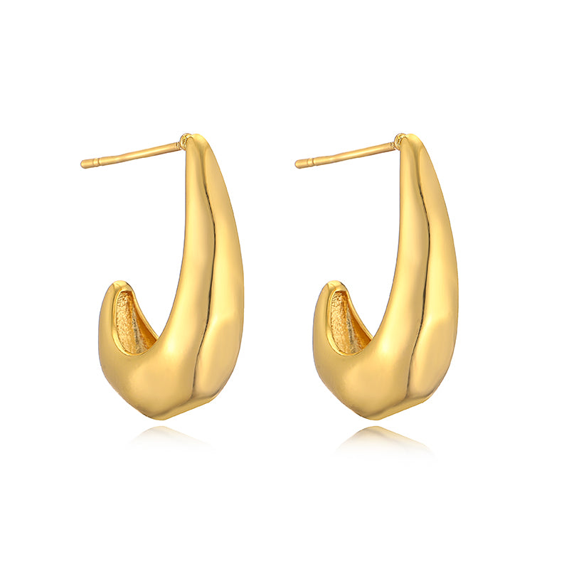 1 Pair Casual Vintage Style Simple Style C Shape Plating Copper 18k Gold Plated Ear Studs