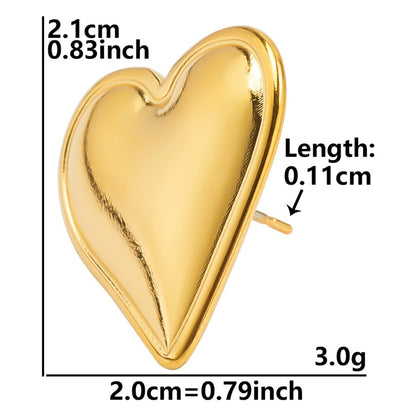 1 Pair Simple Style Heart Shape Plating Stainless Steel Ear Studs