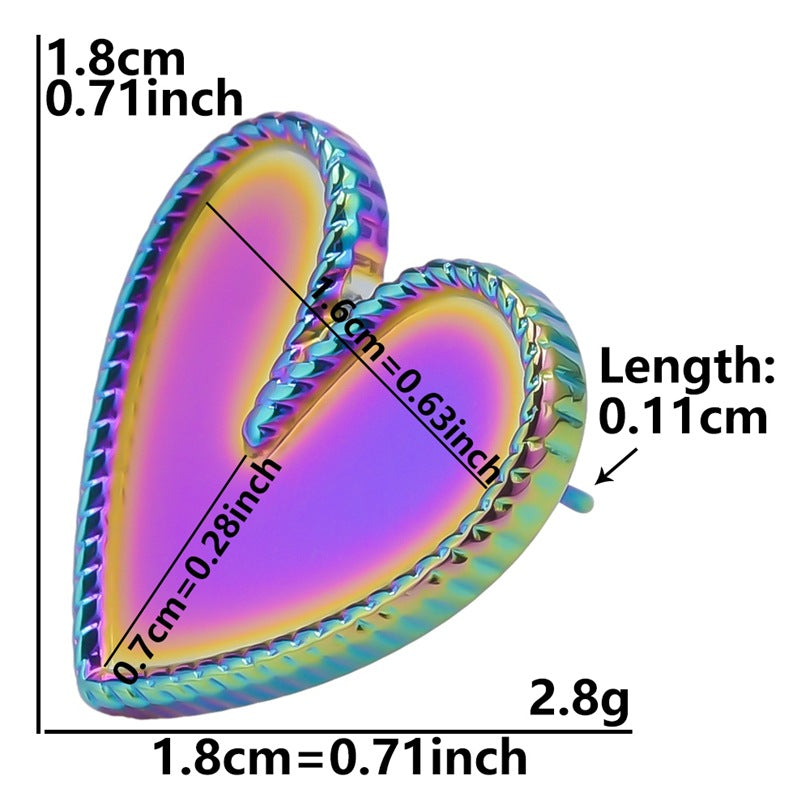 1 Pair Simple Style Heart Shape Plating Stainless Steel Ear Studs