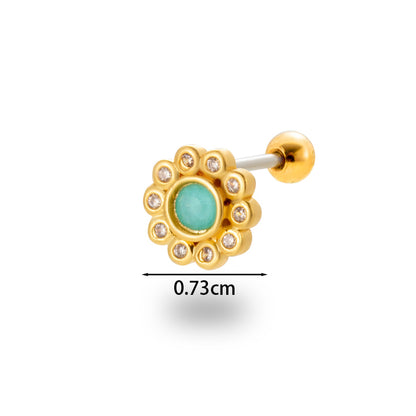 1 Piece Simple Style Classic Style Flower Plating Inlay Stainless Steel Zircon 18k Gold Plated Ear Studs