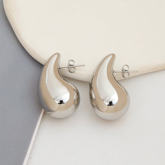 1 Pair Simple Style Water Droplets Plating Stainless Steel Gold Plated Ear Studs