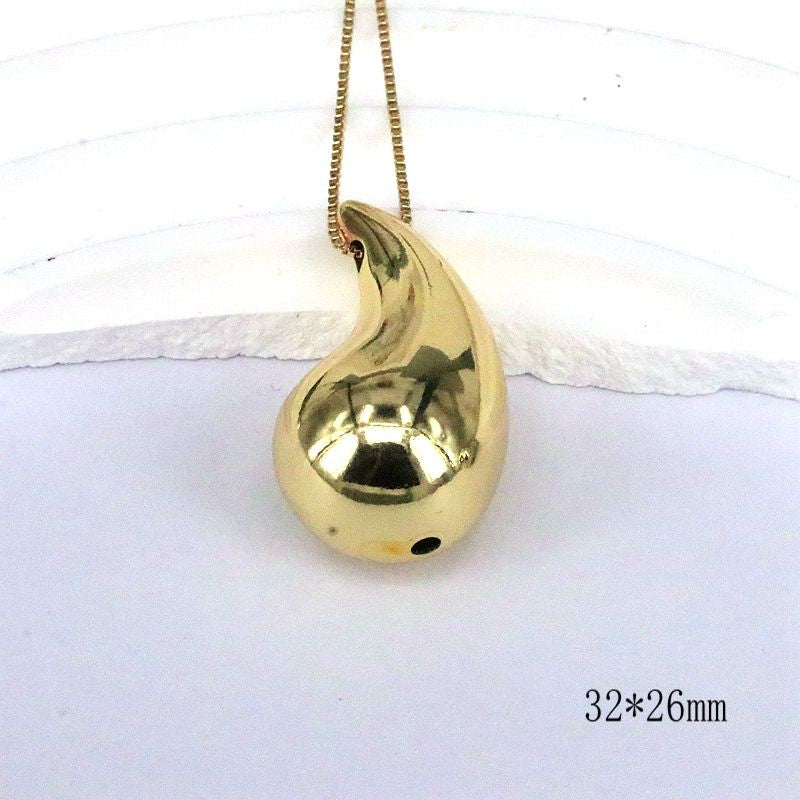 Vintage Style Simple Style Water Droplets Copper Plating Gold Plated Pendant Necklace