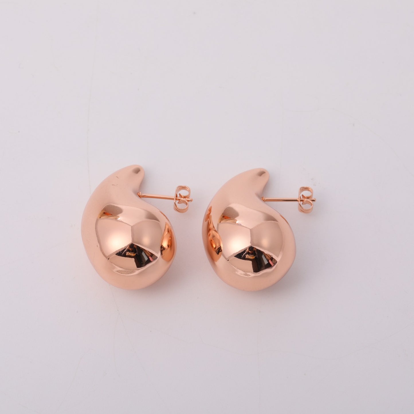 1 Pair Elegant Classic Style Water Droplets Plating Stainless Steel 18k Gold Plated Ear Studs