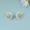 1 Pair Sweet Geometric Enamel Copper Zircon Ear Studs