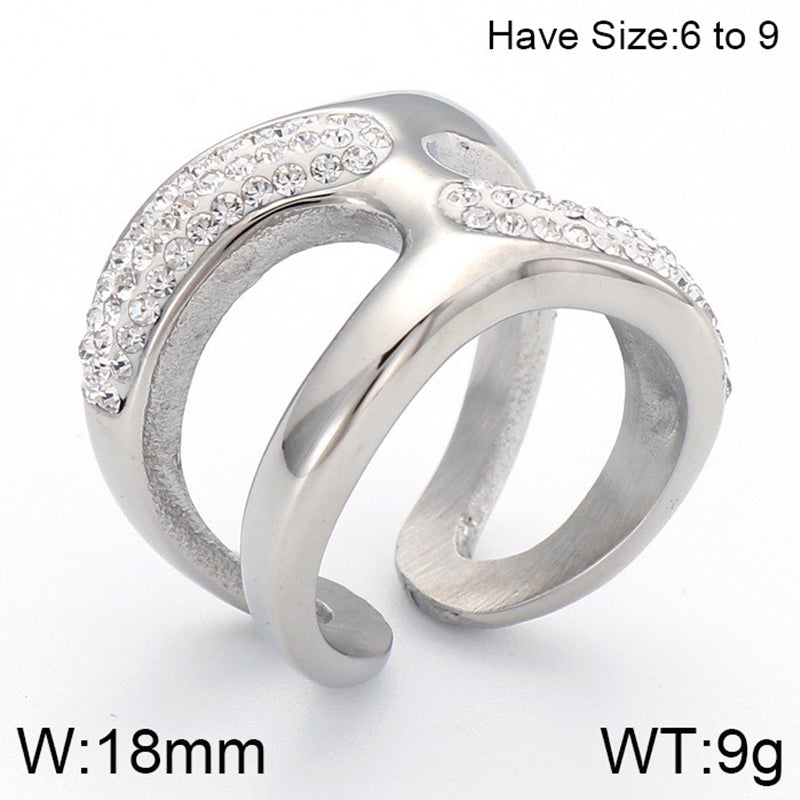 Lady Solid Color Titanium Steel Inlay Zircon Rings