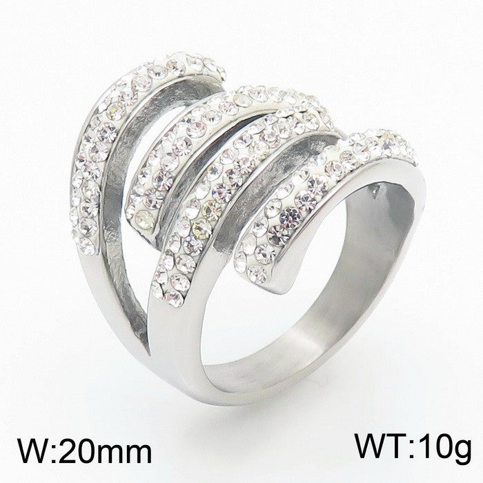 Lady Solid Color Titanium Steel Inlay Zircon Rings