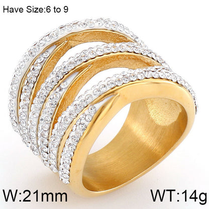 Lady Solid Color Titanium Steel Inlay Zircon Rings