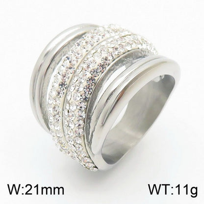 Lady Solid Color Titanium Steel Inlay Zircon Rings