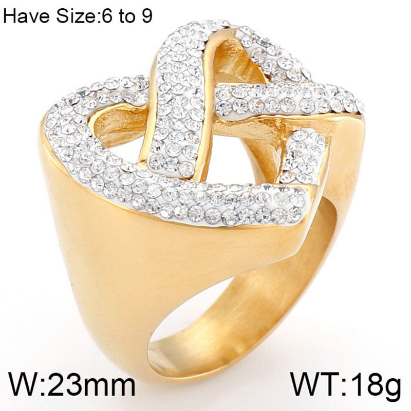 Lady Solid Color Titanium Steel Inlay Zircon Rings