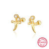 1 Pair Simple Style Solid Color Plating Inlay Sterling Silver Zircon 18k Gold Plated White Gold Plated Ear Studs