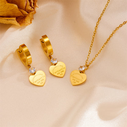 Simple Style Classic Style Heart Shape Titanium Steel Plating 18k Gold Plated Jewelry Set