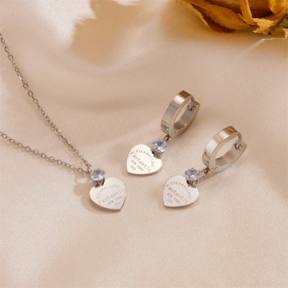 Simple Style Classic Style Heart Shape Titanium Steel Plating 18k Gold Plated Jewelry Set