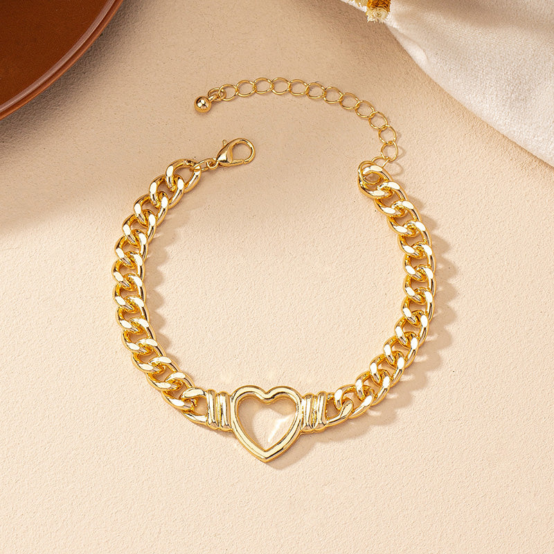 Classical Retro Heart Shape Alloy Plating Women's Bracelets Necklace