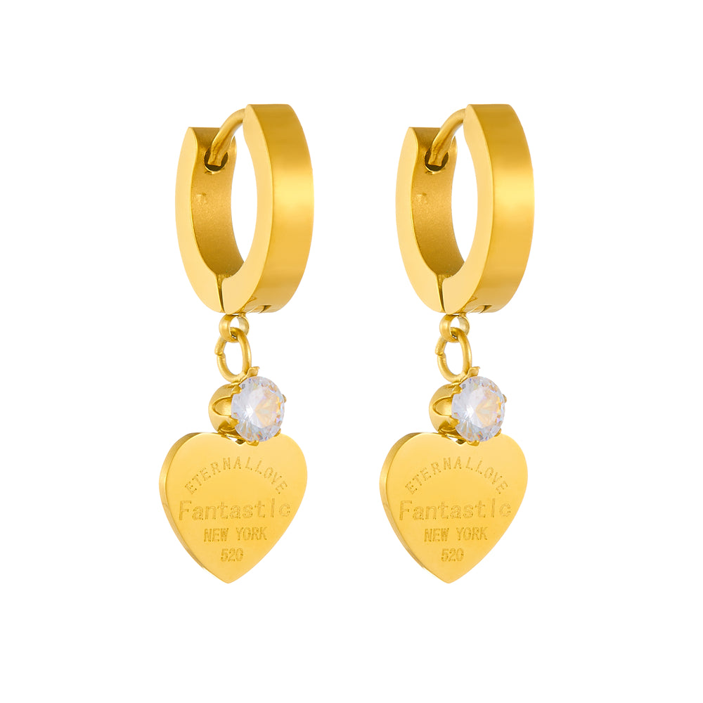 Simple Style Classic Style Heart Shape Titanium Steel Plating 18k Gold Plated Jewelry Set