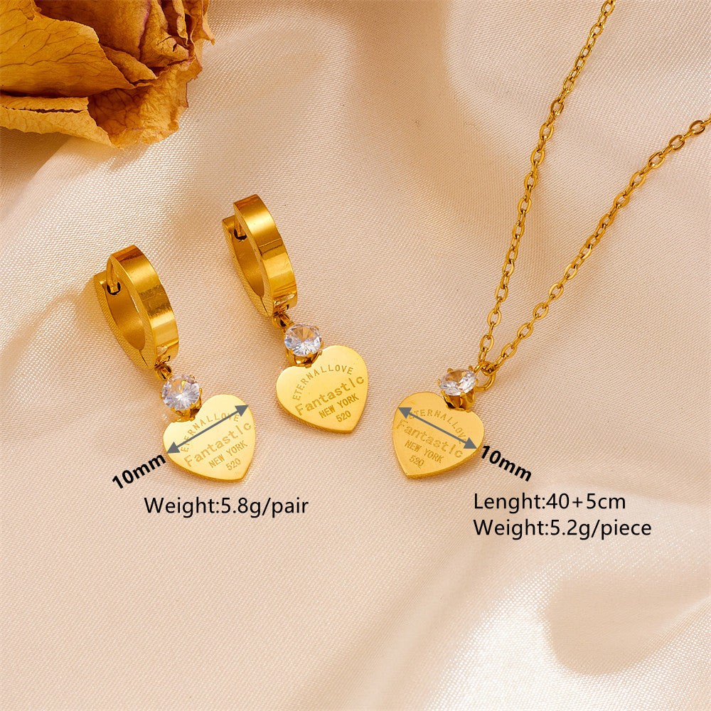 Simple Style Classic Style Heart Shape Titanium Steel Plating 18k Gold Plated Jewelry Set