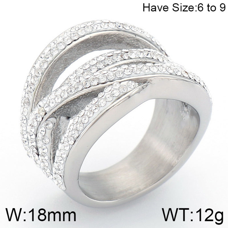 Lady Solid Color Titanium Steel Inlay Zircon Rings