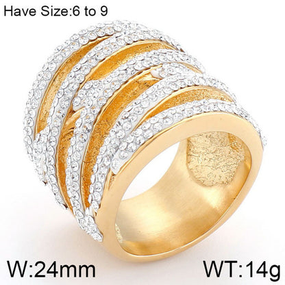 Lady Solid Color Titanium Steel Inlay Zircon Rings