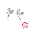 1 Pair Simple Style Solid Color Plating Inlay Sterling Silver Zircon 18k Gold Plated White Gold Plated Ear Studs