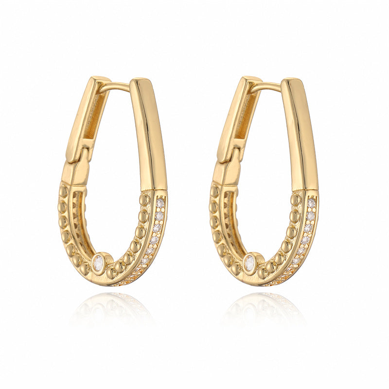 1 Pair Elegant Streetwear C Shape Plating Inlay Copper Zircon Gold Plated Earrings