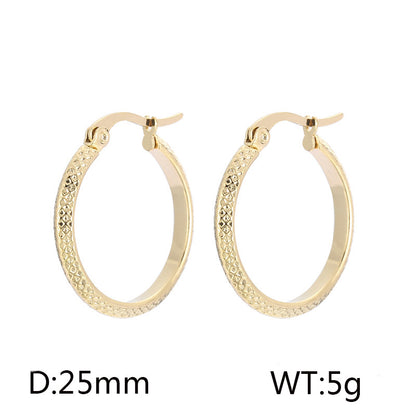 1 Pair Casual Simple Style Solid Color Stainless Steel Plating 18k Gold Plated Hoop Earrings