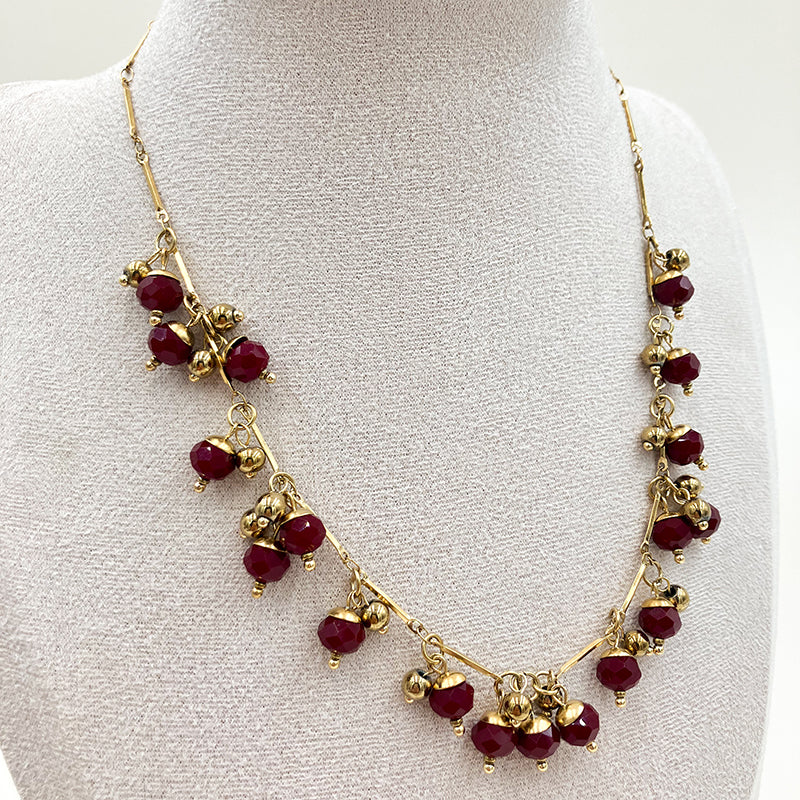 Elegant Lady Solid Color Stainless Steel Artificial Crystal Plating Gold Plated Necklace