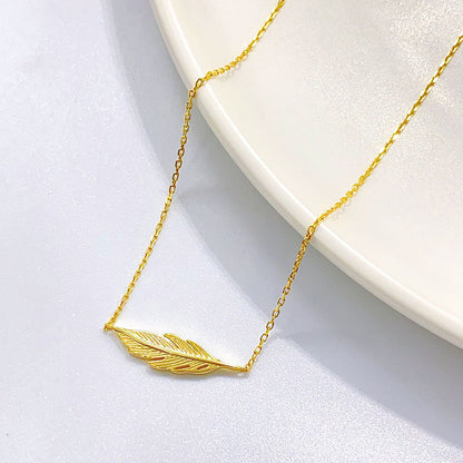 Casual Elegant Leaf Sterling Silver Plating Pendant Necklace