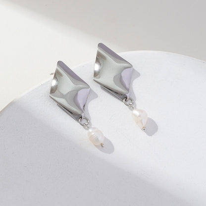 1 Pair Simple Style Rhombus Stainless Steel Drop Earrings