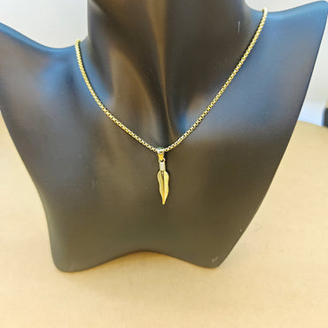 Simple Style Feather Stainless Steel Indentation 18k Gold Plated Pendant Necklace