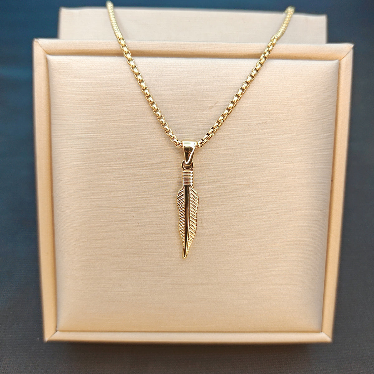 Simple Style Feather Stainless Steel Indentation 18k Gold Plated Pendant Necklace