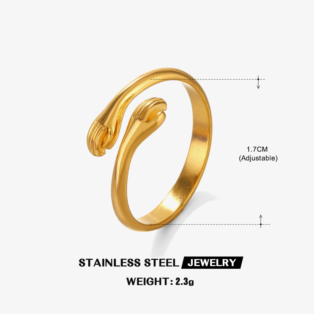 Simple Style Hand Stainless Steel Plating 18k Gold Plated Open Rings