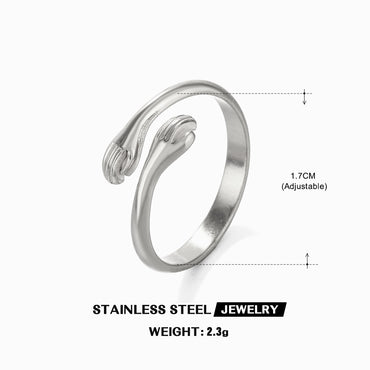 Simple Style Hand Stainless Steel Plating 18k Gold Plated Open Rings