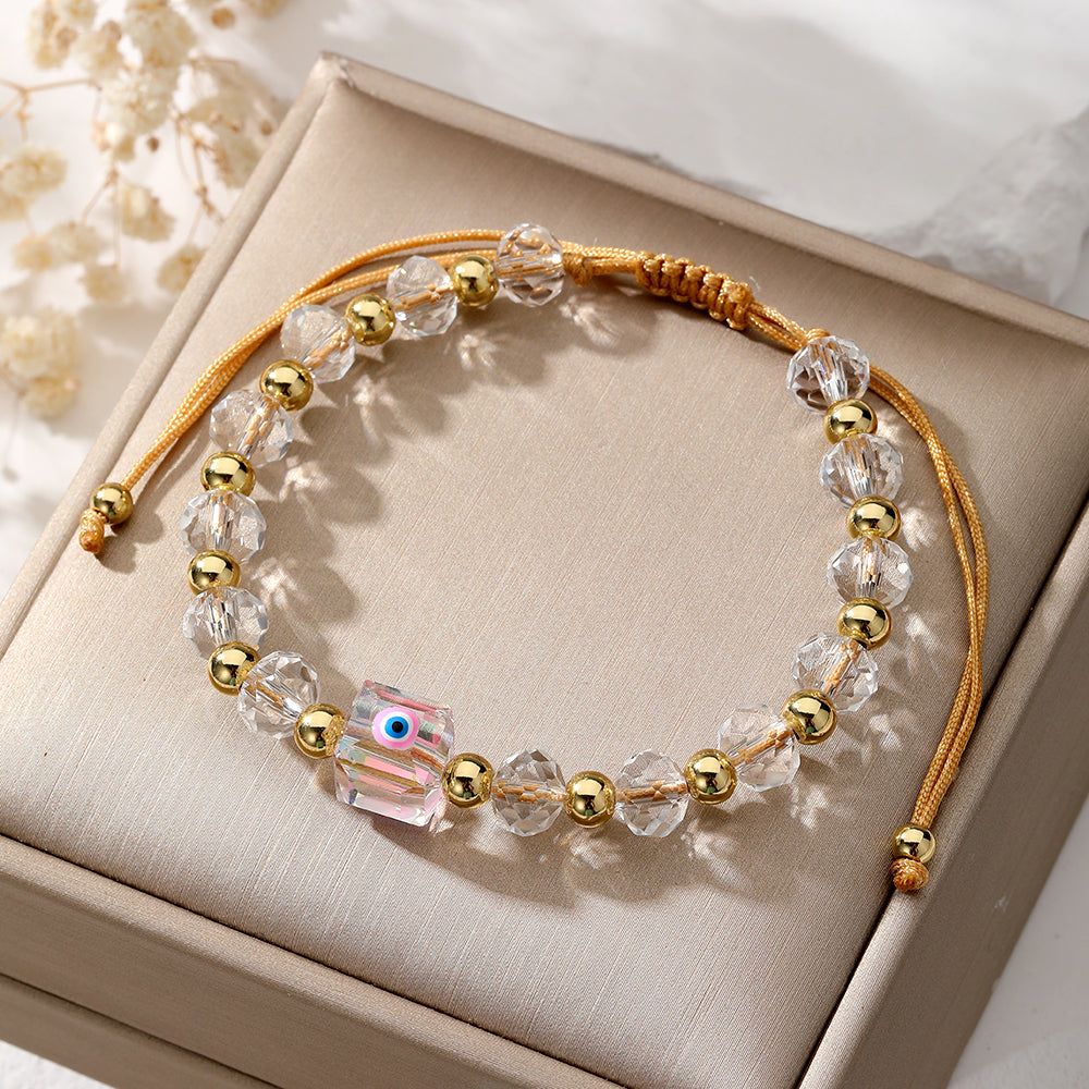 Elegant Simple Style Classic Style Eye Resin Copper Beaded Bracelets