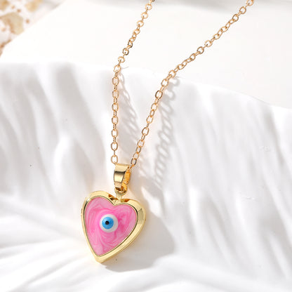 Casual Cute Simple Style Heart Shape Alloy Copper Pendant Necklace