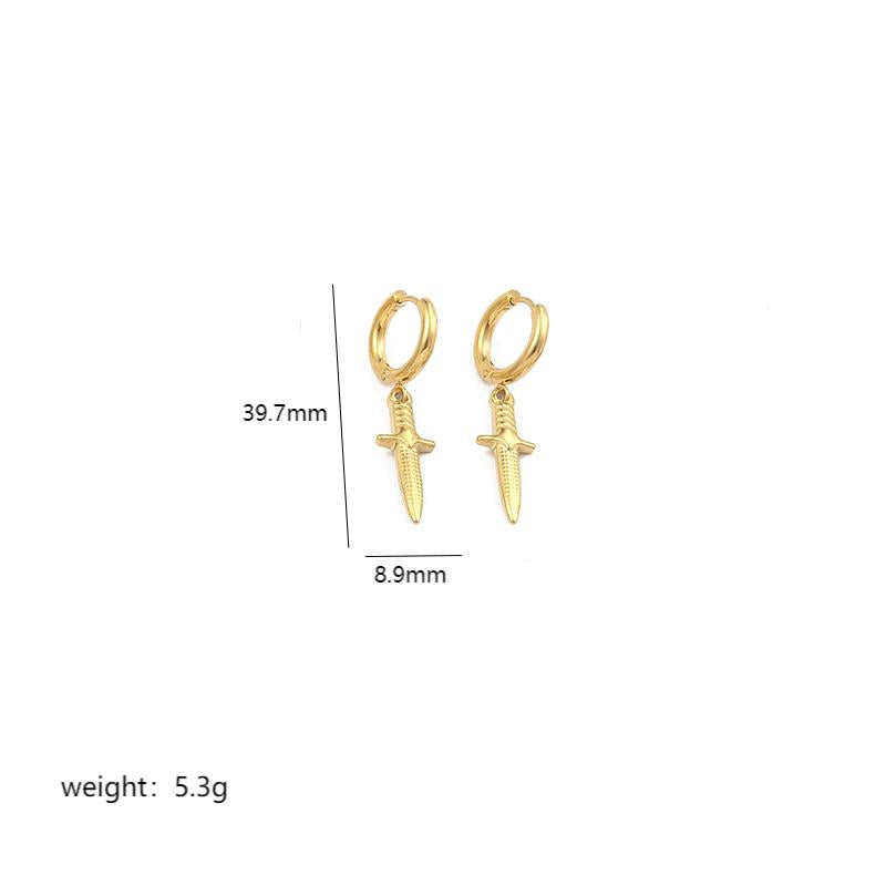 1 Pair Simple Style Solid Color Plating Stainless Steel 18k Gold Plated Drop Earrings