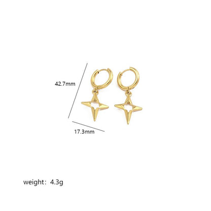 1 Pair Simple Style Solid Color Plating Stainless Steel 18k Gold Plated Drop Earrings