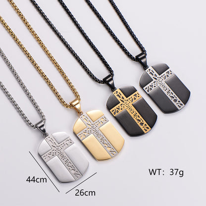 Streetwear Cross Stainless Steel Plating 18k Gold Plated Unisex Pendant Necklace Sweater Chain