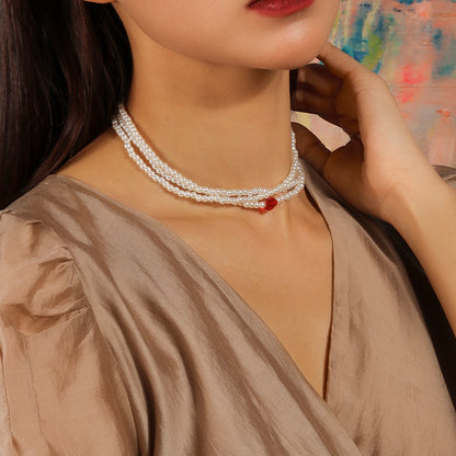 Simple Style Classic Style Heart Shape Artificial Pearl Zinc Alloy Beaded Women's Layered Necklaces