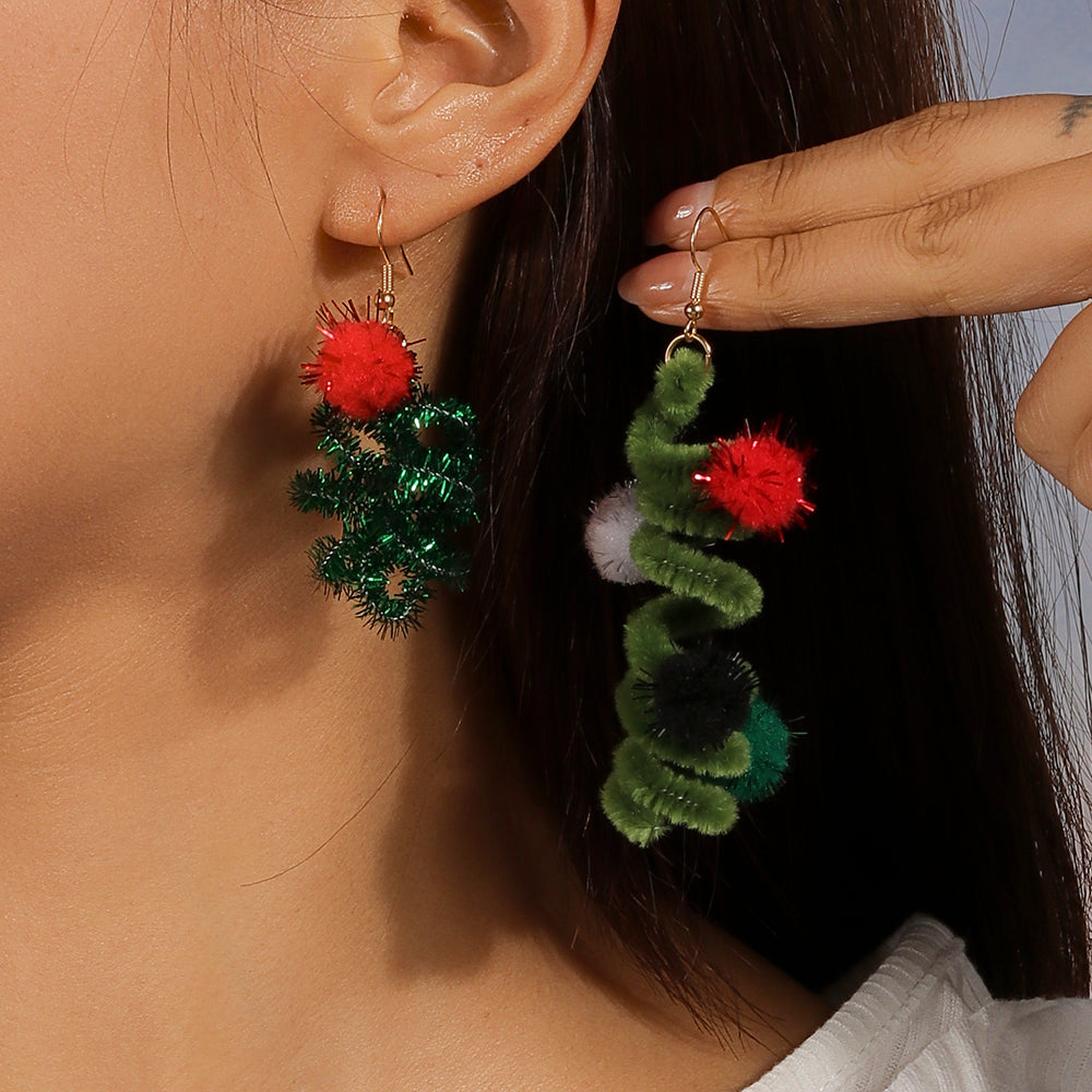 1 Pair Christmas Wreath Alloy Drop Earrings