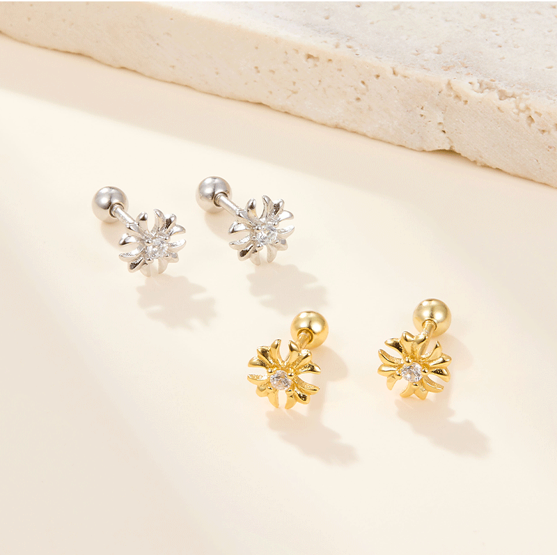 1 Pair Vintage Style Streetwear Shiny Cross Plating Inlay Sterling Silver Zircon 18k Gold Plated White Gold Plated Ear Studs
