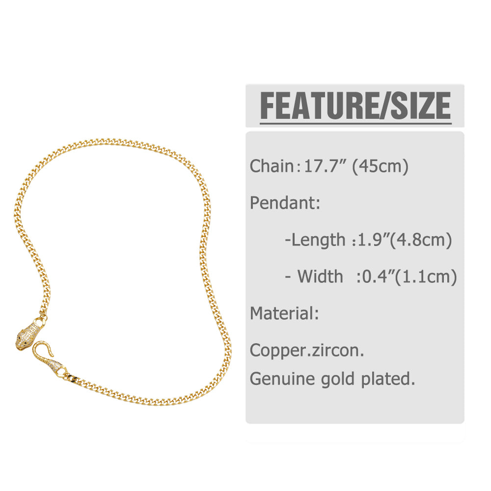 Streetwear Animal Copper Plating Inlay Zircon 18k Gold Plated Bracelets Necklace