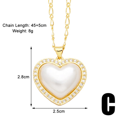 Sweet Fruit Heart Shape Copper Plating Inlay Zircon 18k Gold Plated Pendant Necklace