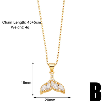 Simple Style Heart Shape Copper Plating Inlay Zircon 18k Gold Plated Pendant Necklace