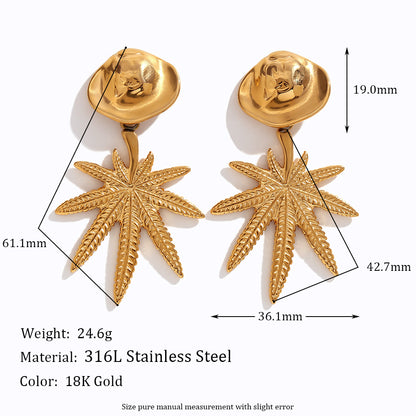 1 Pair Vintage Style Simple Style Classic Style Coconut Tree Plating Stainless Steel 18k Gold Plated Drop Earrings