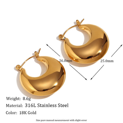 1 Pair Simple Style Classic Style Solid Color Plating Stainless Steel 18k Gold Plated Earrings