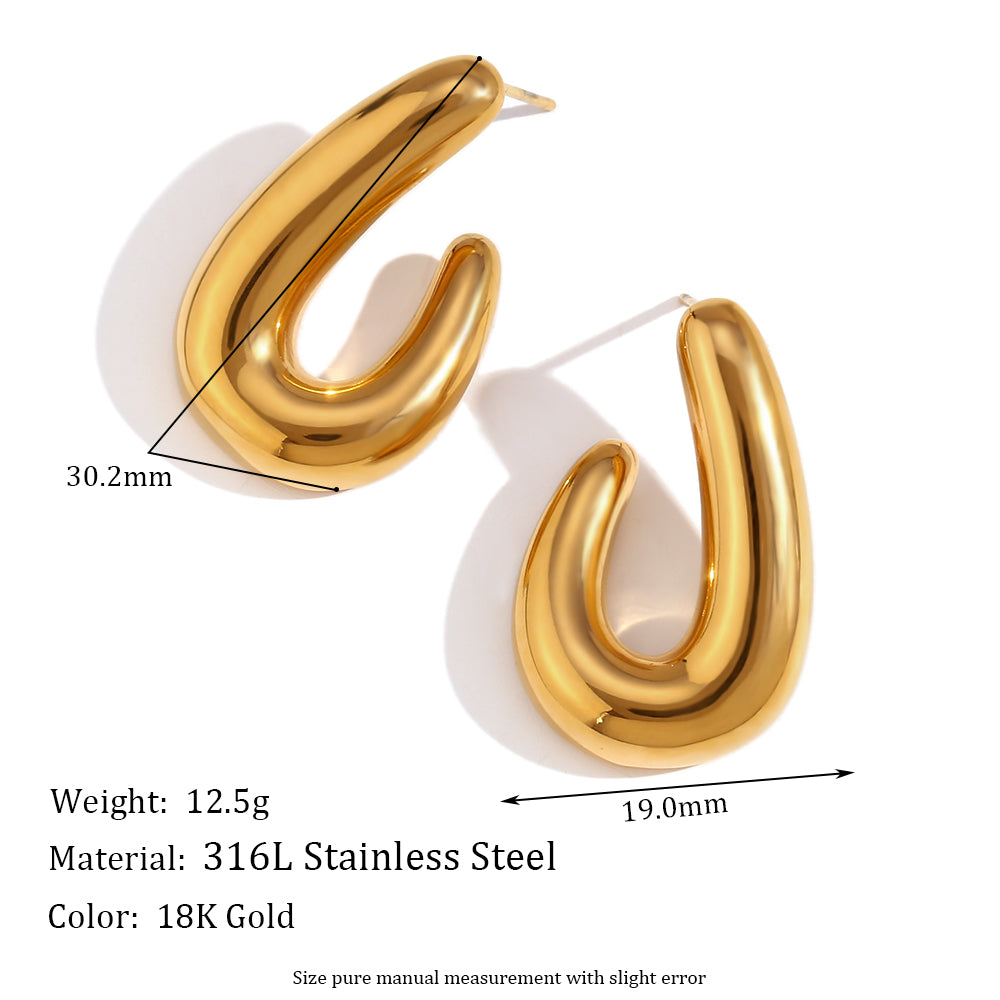 1 Pair Vintage Style Simple Style Classic Style Solid Color Plating Stainless Steel 18k Gold Plated Ear Studs