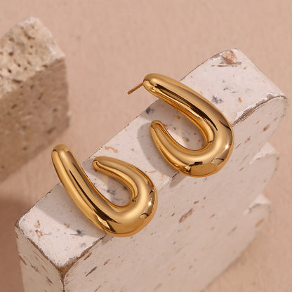 1 Pair Vintage Style Simple Style Classic Style Solid Color Plating Stainless Steel 18k Gold Plated Ear Studs